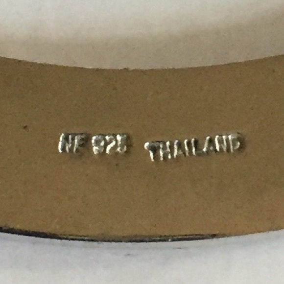 925 multi strand black leather curved bar CZ collar necklace - Picture 4 of 5